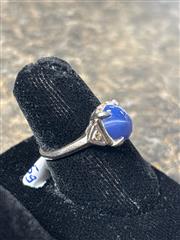Blue Stone Stone Ring 14K White Gold 3.54g Size 7